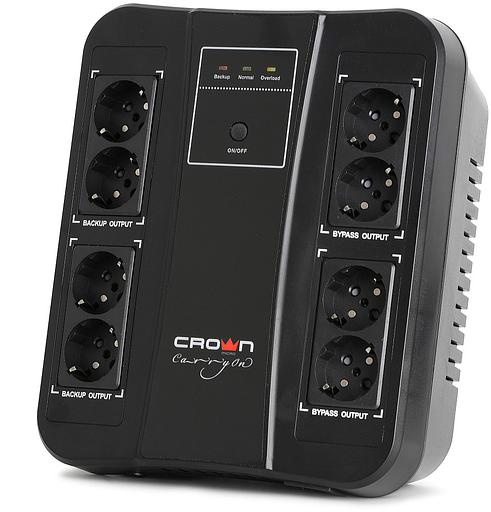 ИБП CROWN 650VA/390W, корпус пластик, 1x12V/7AH, розетки 8*EURO, трансформатор AVR 220/230/240В ± 25%, съёмный кабель питания 1.8 м, порт RJ-11/45, порт USB управление с ПК, LED-индикация, защита: от перегрузки, от КЗ, от перепадов напряжения, ПО UPS CROW фото 3