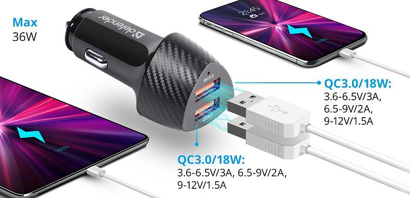 Зарядное устройство для авто UCA-81 36W 2XUSB 83845 DEFENDER фото 4