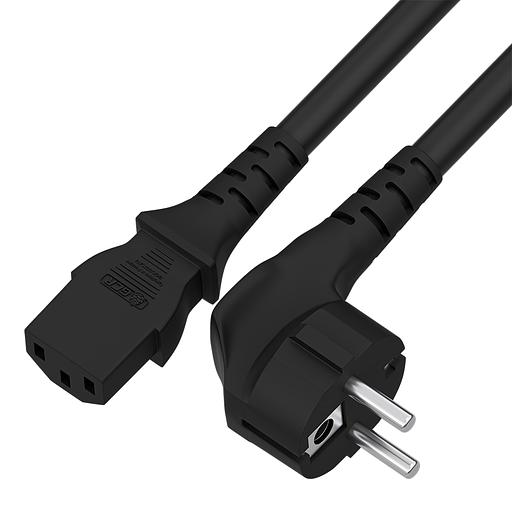 GCR Кабель питания PROF 2.0m, Евровилка угловая - С13, 3*1,0mm, черный, GCR-54377 Greenconnect GCR-54377 фото 1