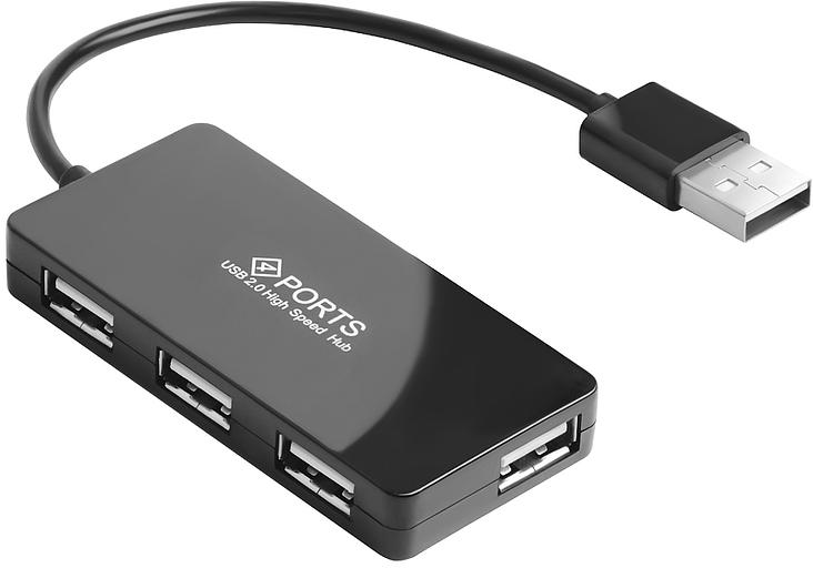 Greenconnect USB 2.0 Разветвитель GCR-UH244B на 4 порта 0,15m, black Greenconnect GCR-UH244B фото 1