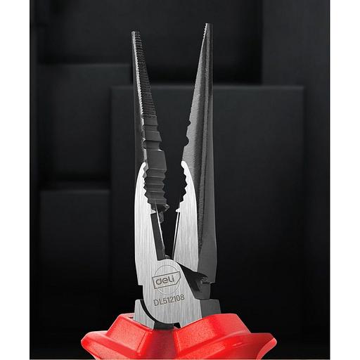 Диэлектрические удлиненные плоскогубцы Deli DL512108 200мм, сталь Cr-V, сертификат VDE для работ под напряжением до 1000 В фото 2
