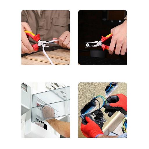 Диэлектрические удлиненные плоскогубцы Deli DL512108 200мм, сталь Cr-V, сертификат VDE для работ под напряжением до 1000 В фото 8