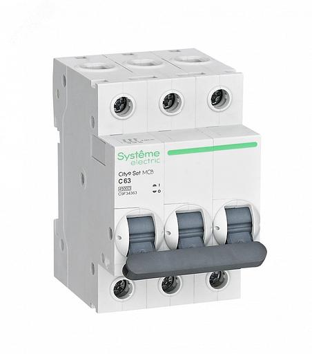 Systeme electric C9F34363 City9 Set Автоматический выключатель (АВ) С 63А 3P 4.5kA 400В фото 1