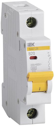 Iek MVA20-1-020-B Авт. выкл.ВА47-29 1Р 20А 4,5кА х-ка В ИЭК фото 1