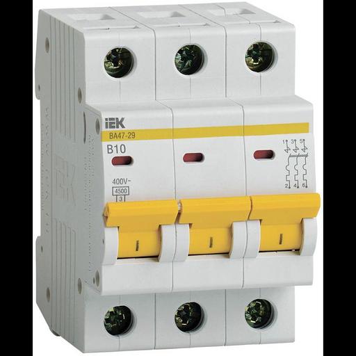 Iek MVA20-3-010-B Авт. выкл.ВА47-29 3Р 10А 4,5кА х-ка В ИЭК фото 1