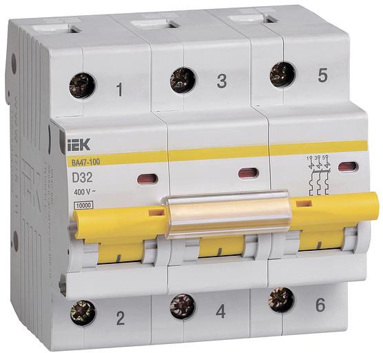 Iek MVA40-3-032-D Авт. выкл.ВА47-100 3Р 32А 10кА х-ка D ИЭК фото 1