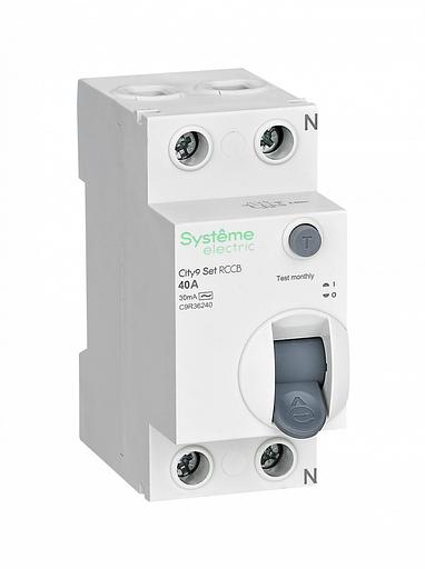 Systeme electric C9R36240 City9 Set Выключатель дифференциального тока (ВДТ) 40А 2P 30мА Тип-AC 230В фото 1
