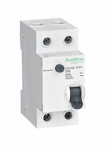 Systeme electric C9D34632 City9 Set Авт. выкл. диф. тока (АВДТ) 1P+N С 32А 4.5kA 30мА Тип-АС 230В фото 1