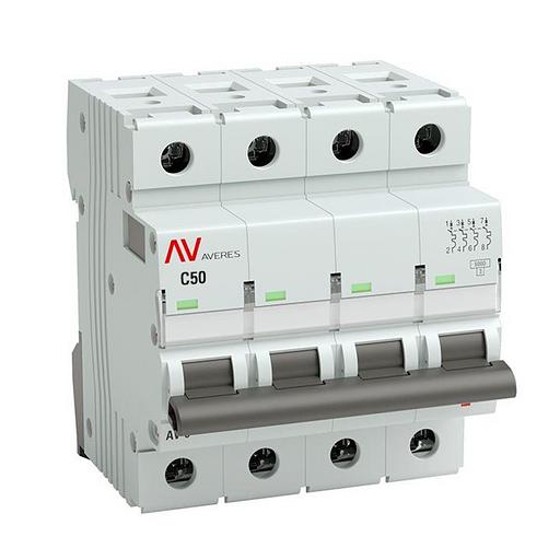 EKF mcb6-4-50C-av Выключатель автоматический AV-6 4P 50A (C) 6kA EKF AVERES фото 1