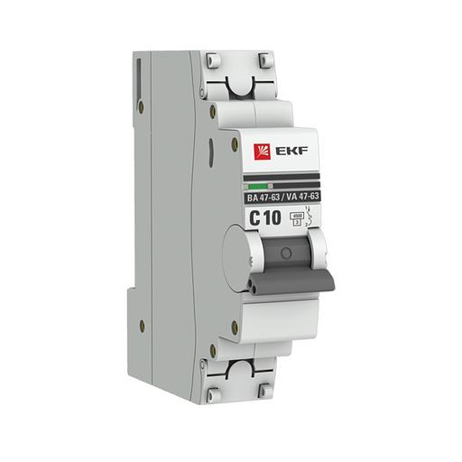 EKF mcb4763-1-10C-pro Автоматический выключатель 1P 10А (C) 4,5kA ВА 47-63 EKF PROxima фото 1