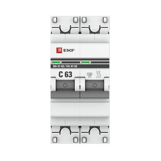 EKF mcb4763-2-63C-pro Автоматический выключатель 2P 63А (C) 4,5kA ВА 47-63 EKF PROxima фото 4