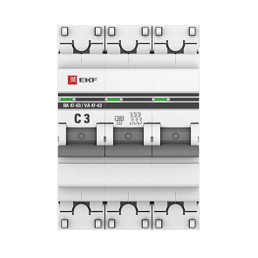 EKF mcb4763-3-03C-pro Автоматический выключатель 3P 3А (C) 4,5kA ВА 47-63 EKF PROxima фото 3