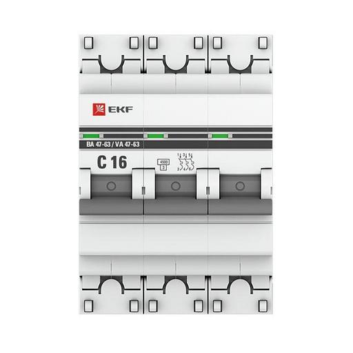 EKF mcb4763-3-16C-pro Автоматический выключатель 3P 16А (C) 4,5kA ВА 47-63 EKF PROxima фото 6