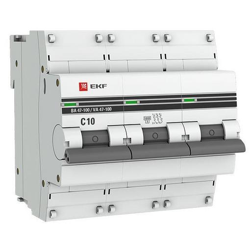 EKF mcb47100-3-10C-pro Автоматический выключатель 3P 10А (C) 10kA ВА 47-100 EKF PROxima фото 2