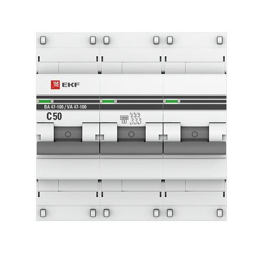EKF mcb47100-3-50C-pro Автоматический выключатель 3P 50А (C) 10kA ВА 47-100 EKF PROxima фото 3