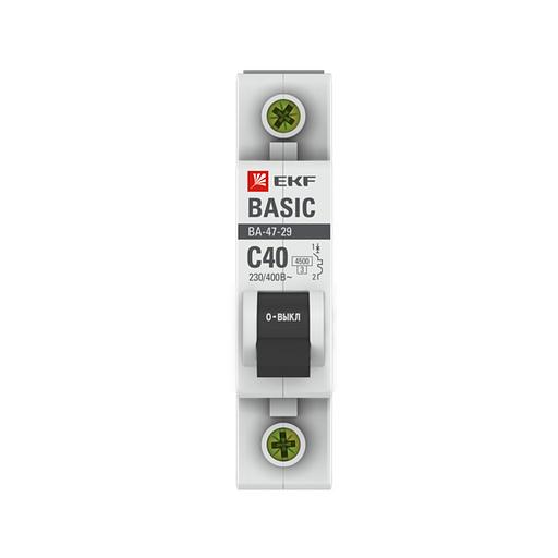 EKF mcb4729-1-40C Автоматический выключатель 1P 40А (C) 4,5кА ВА 47-29 EKF Basic фото 6