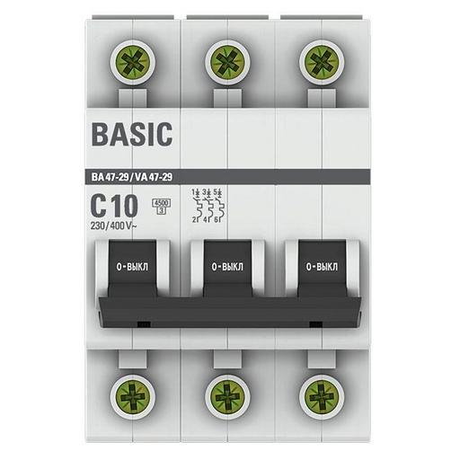 EKF mcb4729-3-10C Автоматический выключатель 3P 10А (C) 4,5кА ВА 47-29 EKF Basic фото 2