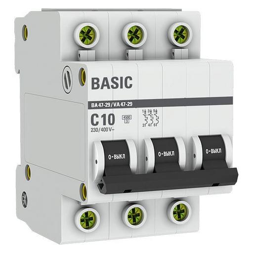 EKF mcb4729-3-10C Автоматический выключатель 3P 10А (C) 4,5кА ВА 47-29 EKF Basic фото 6