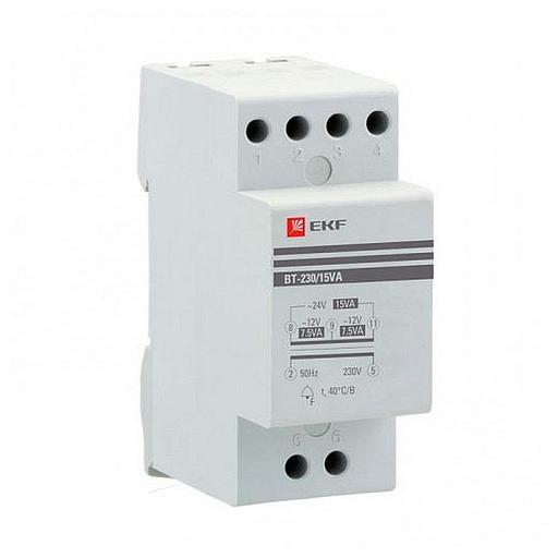 EKF bt-230/15va Трансформатор звонковый модульный BT-230В/12-12В 15ВА EKF PROxima фото 1
