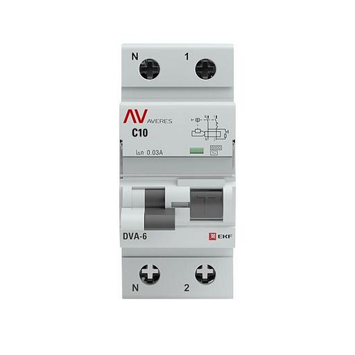 EKF rcbo6-1pn-10C-30-ac-av Дифференциальный автомат DVA-6 1P+N 10А (C) 30мА (AC) 6кА EKF AVERES фото 3