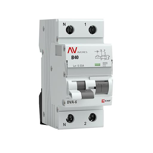 EKF rcbo6-1pn-40C-30-ac-av Дифференциальный автомат DVA-6 1P+N 40А (C) 30мА (AC) 6кА EKF AVERES фото 1