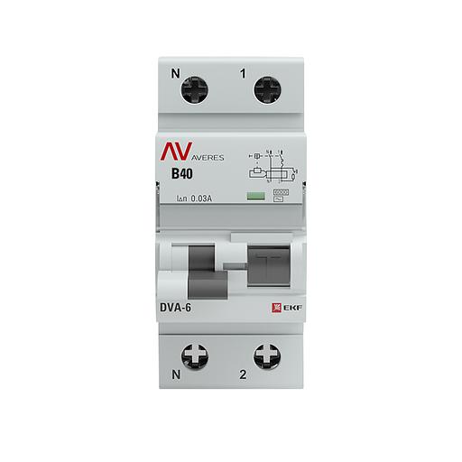 EKF rcbo6-1pn-40C-30-ac-av Дифференциальный автомат DVA-6 1P+N 40А (C) 30мА (AC) 6кА EKF AVERES фото 2