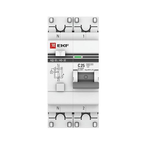 EKF DA32-25-30-pro Дифференциальный автомат АД-32 1P+N 25А/30мА (хар. C, AC, электронный, защита 270В) 4,5кА EKF PROxima фото 4