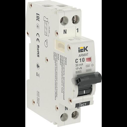 IEK AR-B06S-1N-C10A030 ARMAT АВДТ B06S 1P+NP C10 30мА тип A (18мм) фото 1