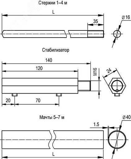 DKC NL3000 Молниеприемный стержень, 3 м фото 2