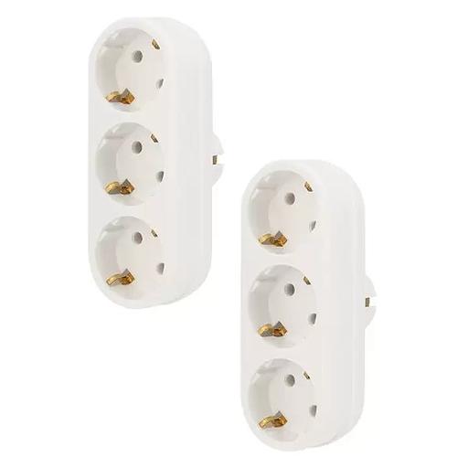 REXANT 11-1079-2 Набор тройников электрических линейных 16 А с заземлением, белый (3Т3) фото 1