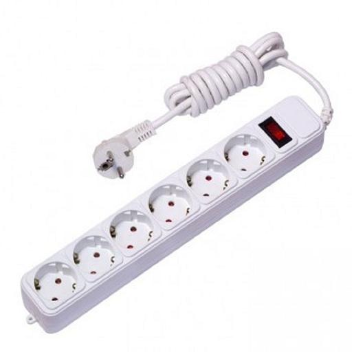 EKF UFP10-375-6-05 Сетевой фильтр 6*5м 10А/2,2кВт с выкл. c/з ПВС 3х0,75 Блокбастер EKF PROxima фото 1