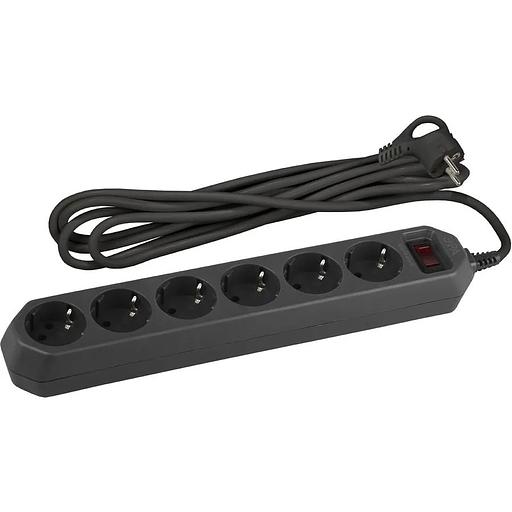 Эра Б0037265 Сетевой фильтр USF-6es-5m-B с базовой защитой с заземлением с выключателем 6 розеток 5м 10А черный фото 1