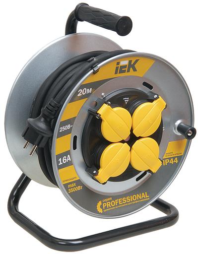 Iek WKP16-16-04-20-44 Катушка УК20 на мет с т/з 4 места 2 Р + P Е /20м КГ 3х1,5мм2 IP44 "Professional" фото 1