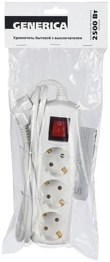 Iek WYP10-10-03-05-ZK-G Удлинитель У03В с выключателем 3 места 2P+PE/5м 3х1мм2 10А/250В GENERICA фото 2