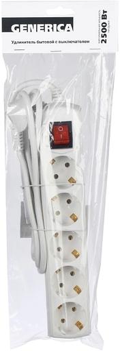 Iek WYP10-10-05-D15-ZK-G Удлинитель У05В с выключателем 5 мест 2P+PE/1,5м 3х1мм2 10А/250В GENERICA фото 2