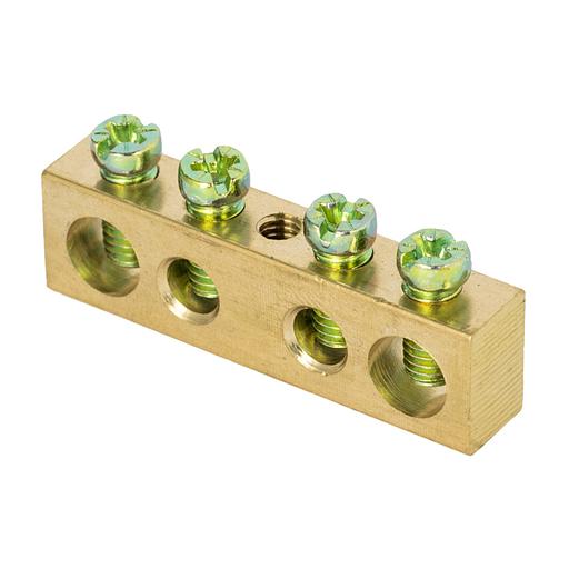 EKF sn0-63-04-r Шина PEN "ноль-земля" (6х9мм) 4 отверстия латунь крепеж по центру розничный стикер EKF PROxima фото 1