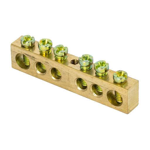 EKF sn0-63-06-r Шина PEN "ноль-земля" (6х9мм) 6 отверстий латунь крепеж по центру розничный стикер EKF PROxima фото 1