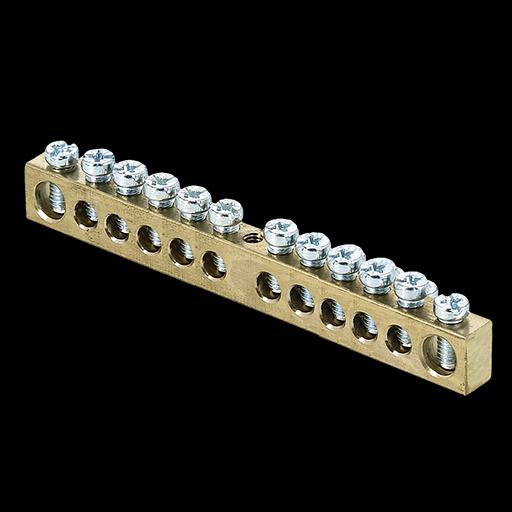 EKF sn0-63-12 Шина PEN "ноль-земля" (6х9мм) 12 отверстий латунь крепеж по центру EKF PROxima фото 2