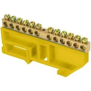 EKF sn0-63-12-dz-r Шина "0" N (6х9мм) 12 отверстий латунь желтый изолятор на DIN-рейку розничный стикер EKF PROxima фото 1