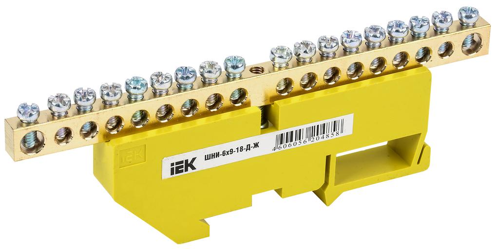 Iek YNN10-69-18D-K05 Шина PE "земля" на DIN-изол ШНИ-6х9-18-Д-Ж ИЭК фото 1