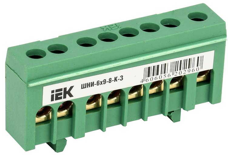 Iek YNN10-69-8KD-K06 Шина PE "земля" в корп изол на DIN-рейку ШНИ-6х9-8-К-З ИЭК фото 1