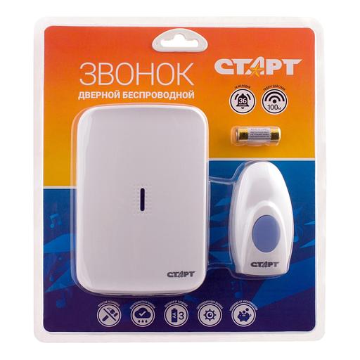 СТАРТ 4680024810067 беспроводной звонок 008 1зв 1кн. 36 мелодий на выбор.3 уровня громкости. Громкость 65-85 дБ. Радиус действия - 100 м. Питание динамика от 3 батареек ААА (3х1,5В) (не в комплекте). фото 7