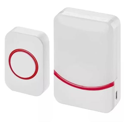 REXANT 73-0016 Беспроводной дверной звонок переливающийся 38 мелодий IP44 (белый/красный) фото 1