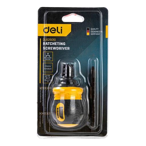 Двухсторонняя отвертка с трещеткой Deli DL626010 PH2+SL6x85мм, сталь CrV, длина: 95-140 мм, диаметр хвостовика 6,3мм. фото 4