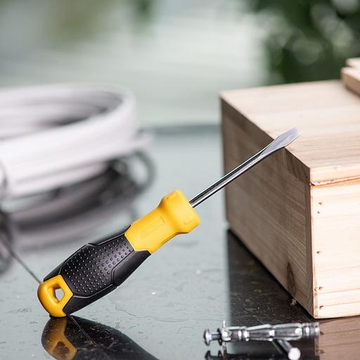 Шлицевая отвертка Deli DL6350751 5х75мм Материал: CR-V. Двухкомпонентная ручка. Хромированная. фото 6