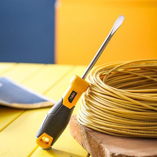 Шлицевая отвертка Deli DL6361001 6х100мм Материал: CR-V. Двухкомпонентная ручка. Хромированная. фото 4