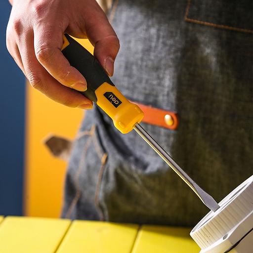 Шлицевая отвертка Deli DL6361001 6х100мм Материал: CR-V. Двухкомпонентная ручка. Хромированная. фото 5