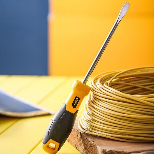 Шлицевая отвертка Deli DL6361501 6х150мм Материал: CR-V. Двухкомпонентная ручка. Хромированная. фото 4