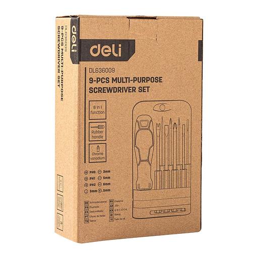 Многофункциональная отвертка 8-в-1 Deli DL636009 биты PH0, PH1, PH2, SL3, SL5, SL6, Y-образная, точечная, сталь Cr-V фото 4