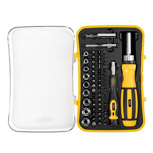 Набор прецизионных отверток и бит с держателями Deli DL3565 65 предметов трещотка 72 зуба, пластиковый кейс фото 1